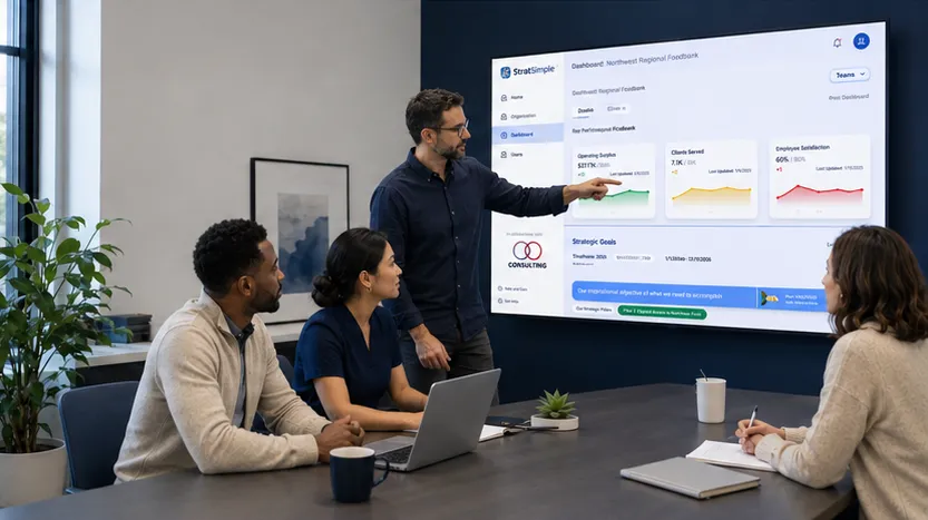 Consultant working with a team