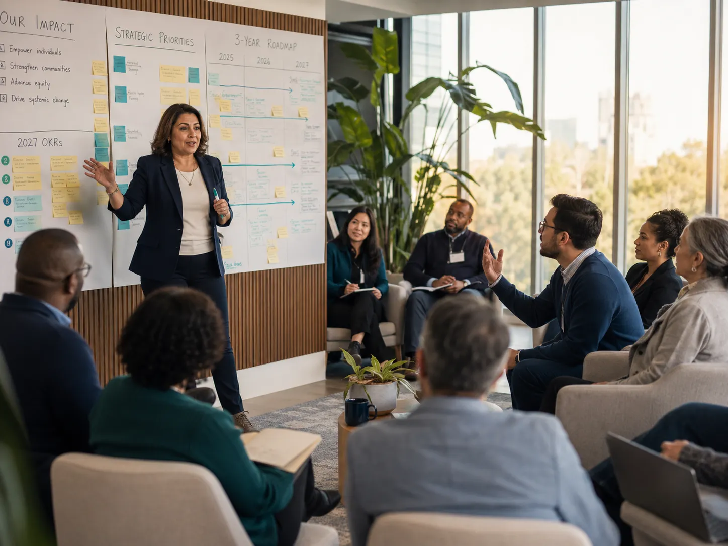 A facilitator running a virtual interview survey