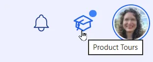 The Tours icon (graduate cap) in the top navigation bar, next to the profile picture